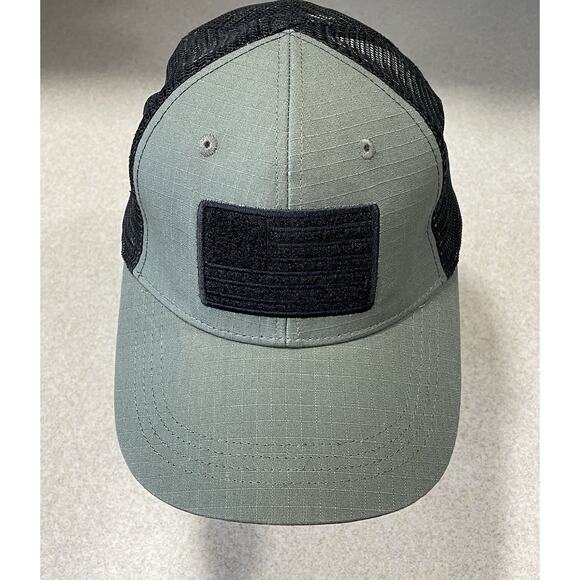 Men's Highland Tactical USA American Flag Green Trucker Mesh Adjustable Cap/Hat - Picture 2 of 8